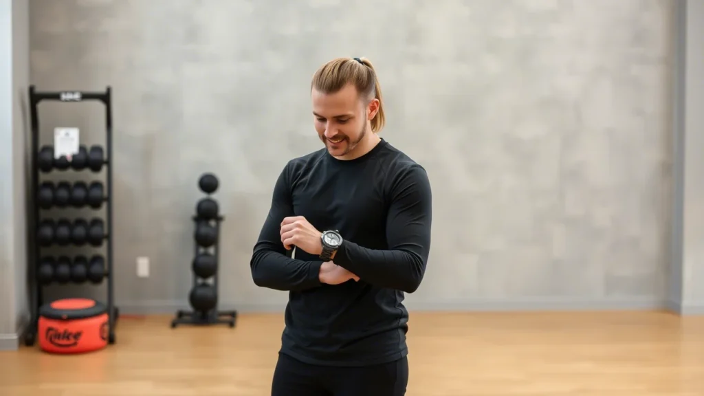 Une personne entrain de regarder son chronometre sur sa montre